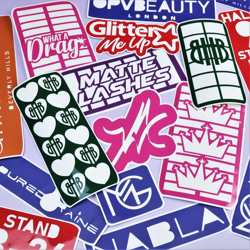 Variety of custom makeup swatch stencils with bespoke designs