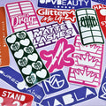 Variety of custom makeup swatch stencils with bespoke designs