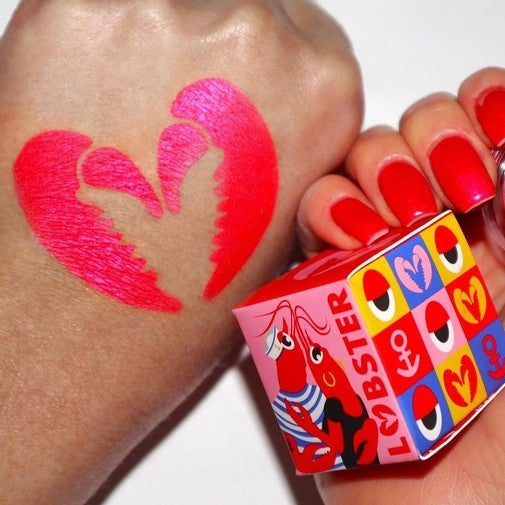 Custom makeup swatch stencil in use for a product launch campaign