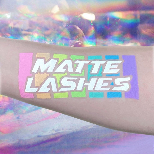 Custom branded makeup swatch stencil in use
