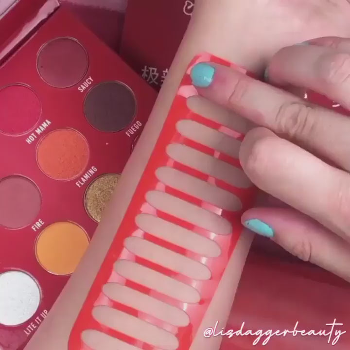 Video showing a beauty creator demonstrating how to use our rounded stripe swatch stencil