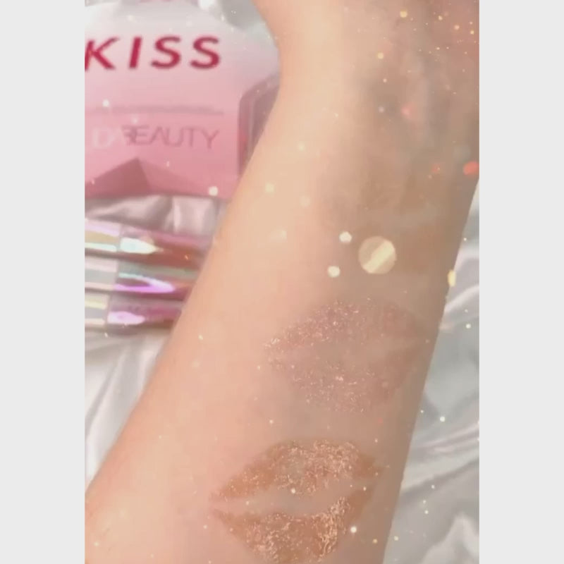 Example video of Lips swatch stencil in use with Huda Beauty glossy lip balms
