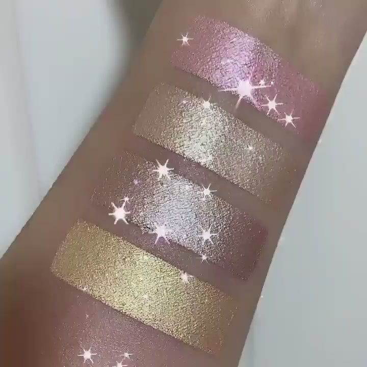 Video showing highlighters swatched using our 4 pan Stripe Swatch Stencil