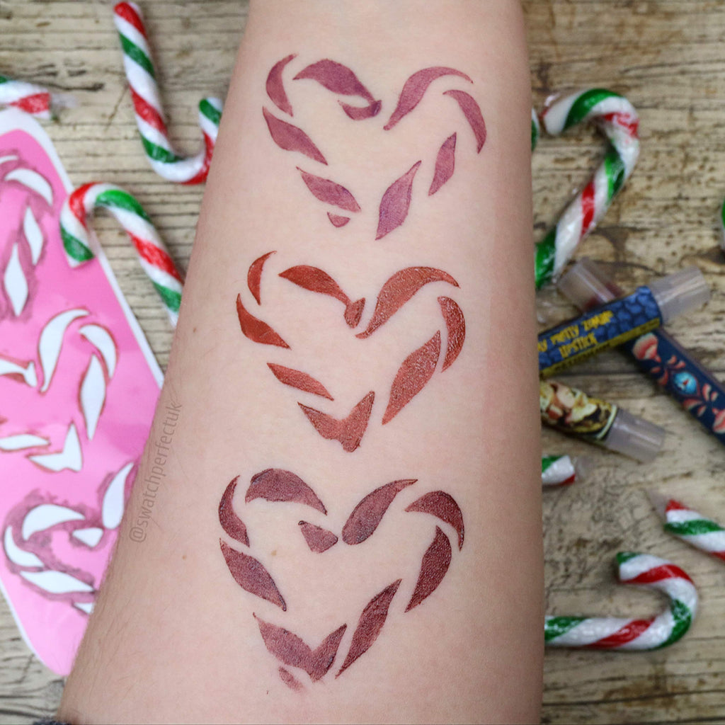 Candy Cane Hearts - 3 Pan Stencil - Swatch Perfect