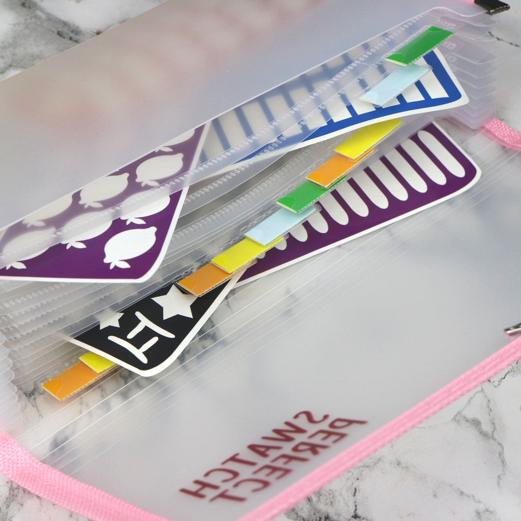 Storage Pouch - Baby Pink | 13 Individual Pockets | Elastic Closure - Swatch Perfect