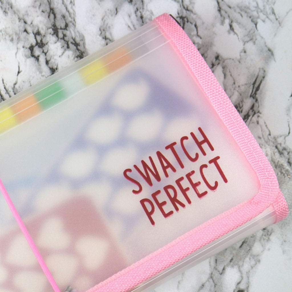 Storage Pouch - Baby Pink | 13 Individual Pockets | Elastic Closure - Swatch Perfect