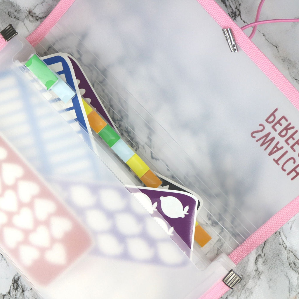 Storage Pouch - Baby Pink | 13 Individual Pockets | Elastic Closure - Swatch Perfect